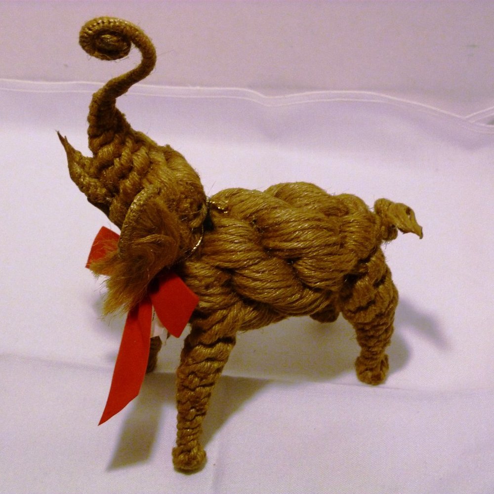 Jute Figurine Elephant By "The Original Jute Sculpture by Patty" Atlanta, USA